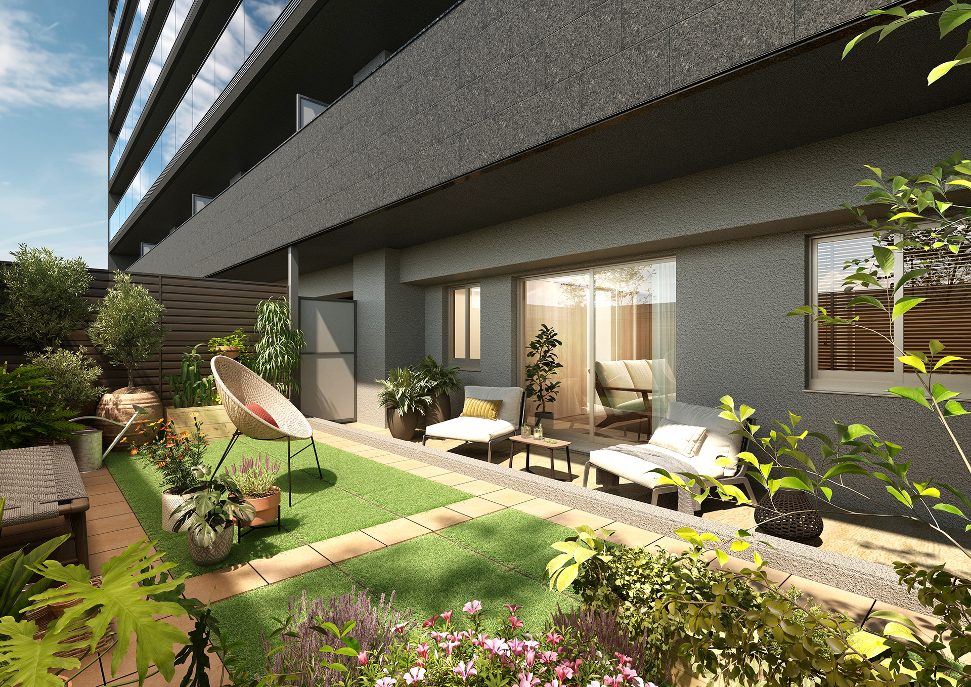 ※5:プレサンス ロジェ 長居公園リーフォリア 専用庭完成予想図